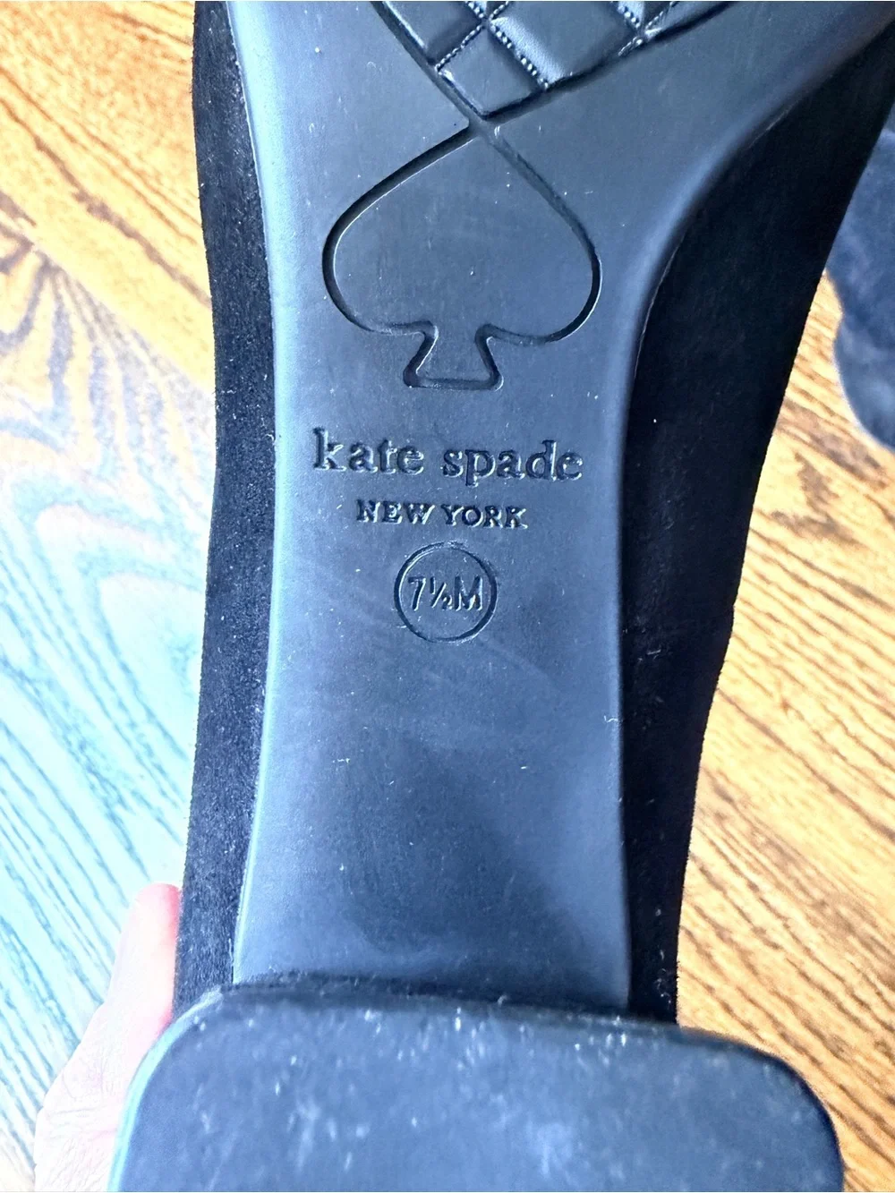 Kate Spade Black Suede Block Heel Pumps 7.5 Classic  Heel